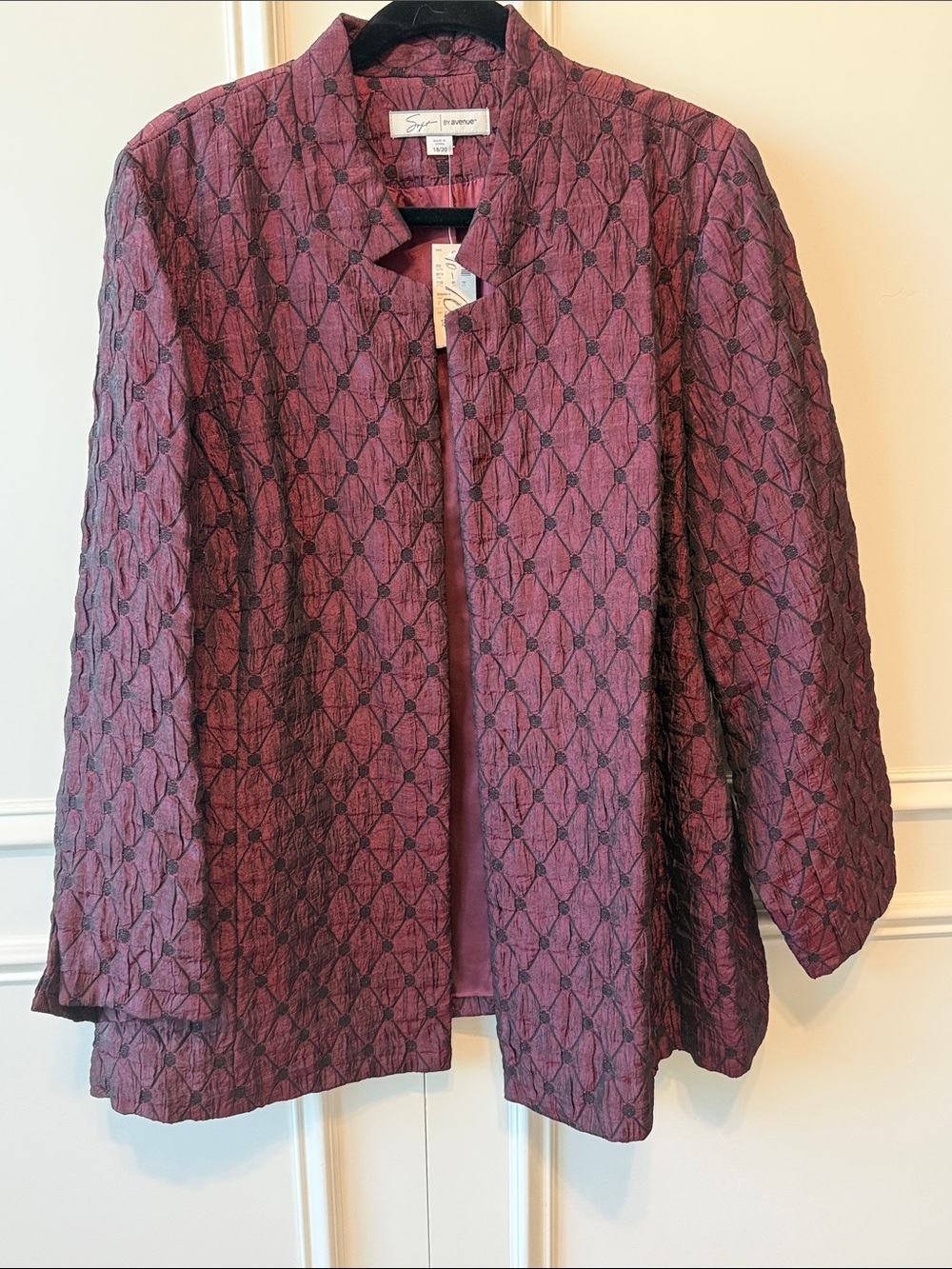 Avenue Plum Textured Open-Front Blazer